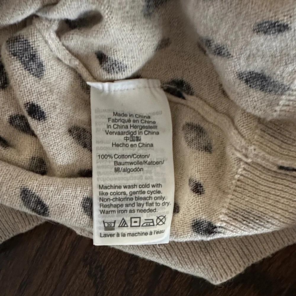 J. Crew Black and Cream Patterned Long Sleeve Thin Sweater